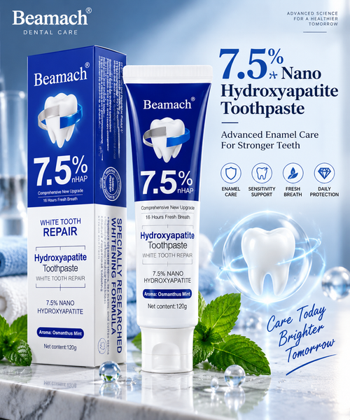 Beamach 7.5% nHAP Hydroxyapatite Toothpaste | Enamel Support, Sensitivity Care & Fresh Breath Daily Formula