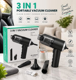 3-in-1 Portable Mini Vacuum Cleaner | Powerful Cordless Car & Home Cleaner with Multiple Attachments