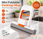 Mini Foldable Desktop Mop | Self-Squeeze Sponge Mop for Kitchen, Bathroom & Glass Cleaning